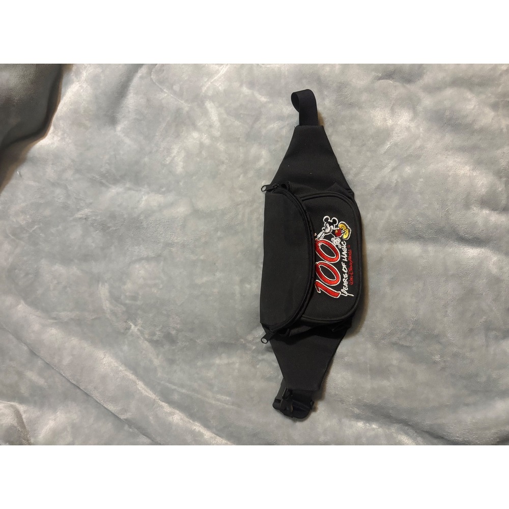 Walt Disney World 100 Years of Magic Mickey Mouse Black Canvas Waist Belt Bag